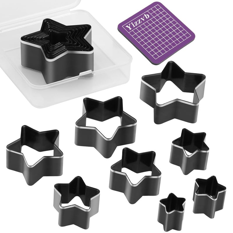 Yizzvb 8 Pcs Leather Star Shape Cutter Tool Set, Leather Punch Set, High Carbon Steel Multiple Shapes Hollow Craft Punching Tools for DIY Cutter Craft, Punching Die Set, 8 Sizes 20 25 30 35 40 45 50 55mm - Image 1